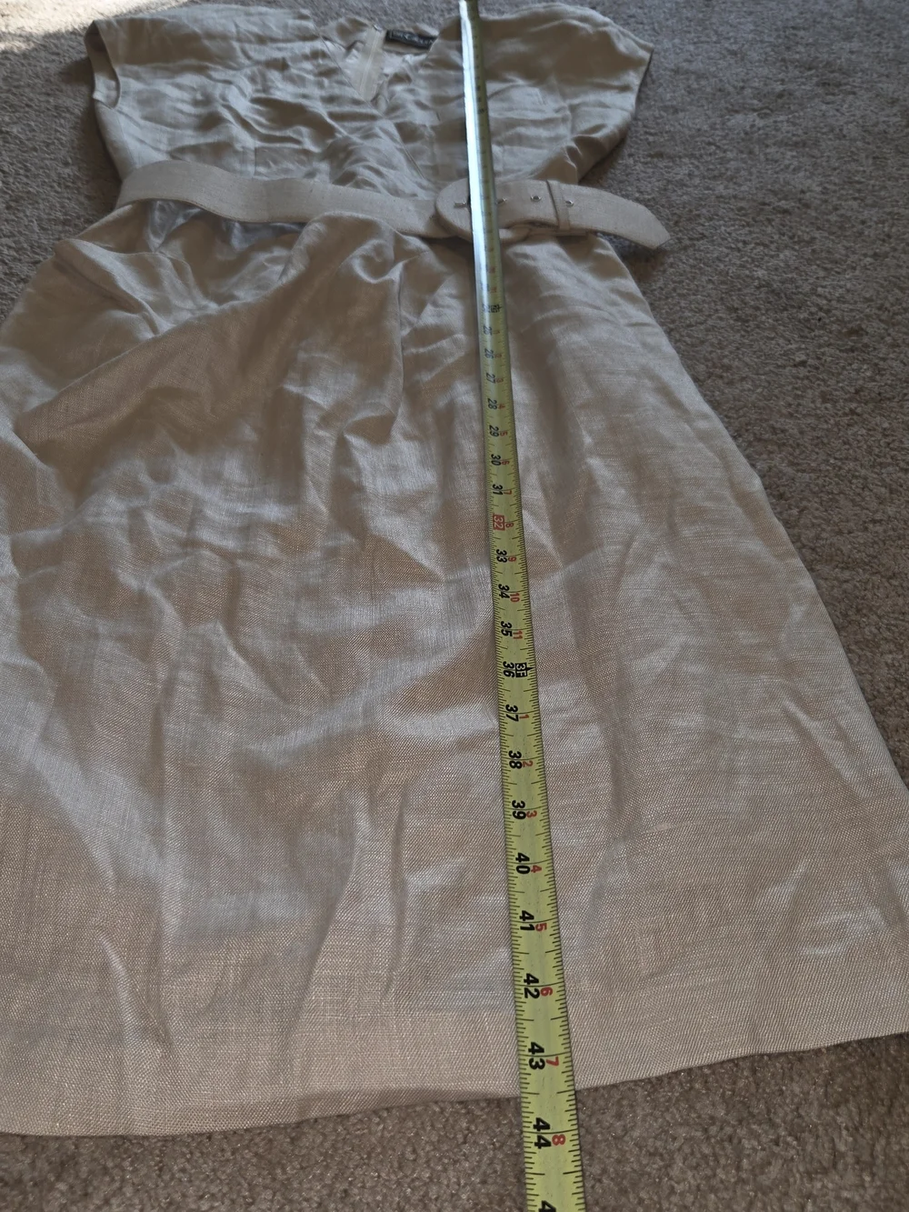 Vintage St. Gillian 100% Linen Wrap Dress Belted Natural Oatmeal Size 8 - Picture 9 of 11